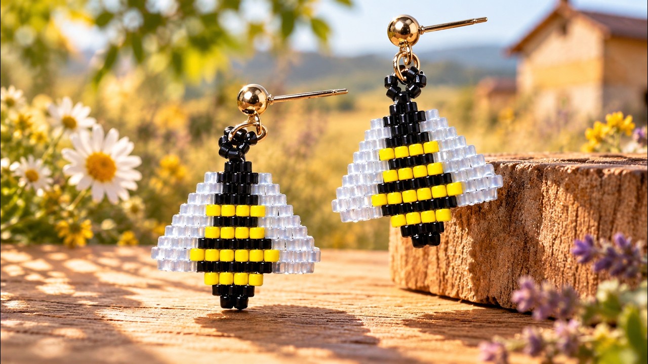 Bee Bricks Tutorial Brick Stitch Bee Earrings π | Cute Beaded Bee | Super Beginner Friendly ...