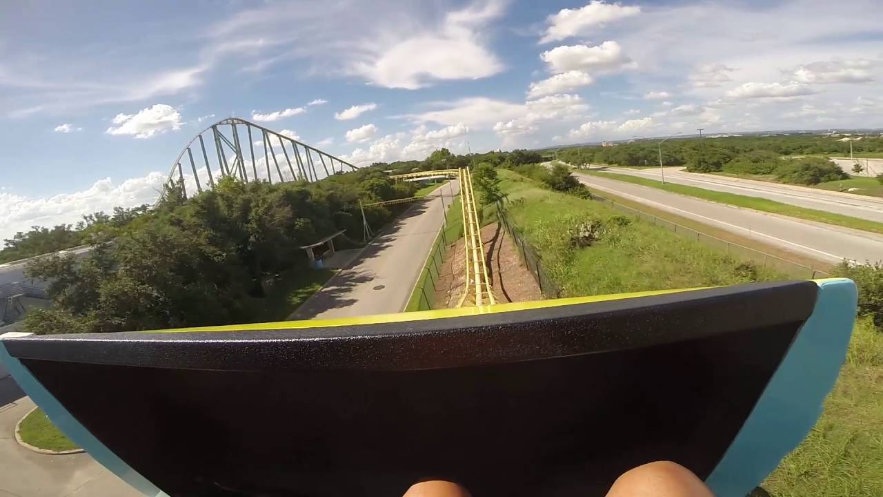 Steel Eel Coaster Seaworld San Antonio On Ride POV Front and Back Seat