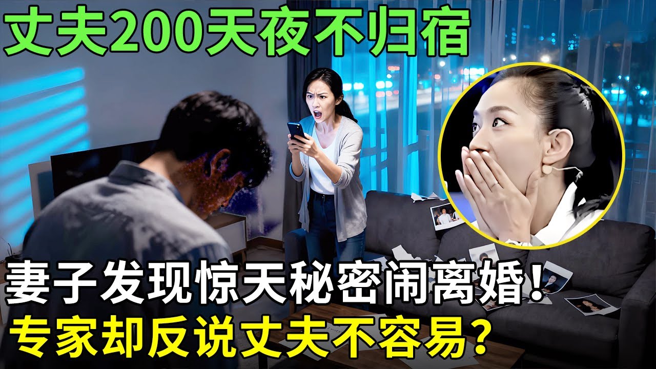 丈夫200天夜不归宿，妻子发现惊天秘密闹离婚！专家却反说丈夫不容易？【王芳王为念情感调解】