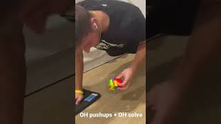 One-handed pushups + one-handed Rubik’s cube solve under 15 seconds