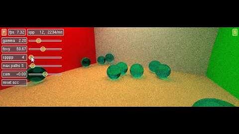 Real-time path tracing: cyan balls collapse