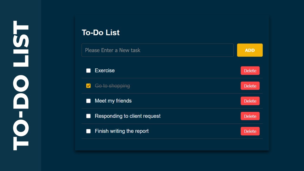 To Do List Design | HTML CSS and Vanilla JavaScript - YouTube