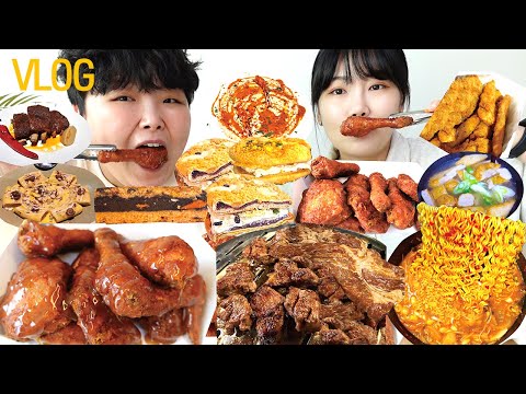 술 해장 디저트 반복🔁 입터짐 먹방 브이로그 | 호식이두마리치킨 땅콩카라멜치킨 초량온당 맘모스빵 갱시기죽 돈까스 돼지갈비 <strong>압구정</strong> <strong>와인바</strong> 어묵우동 크럼블 Mukbang VLOG