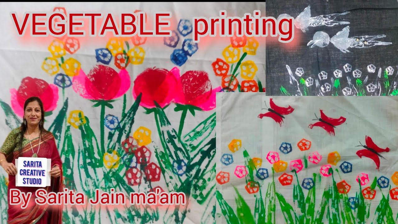VEGETABLE PRINTING 3 new ideas #Nationalhandloomday #fabricpainting ...