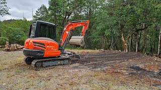Cleanup work in the mountains with the Kubota KX0404