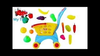 Toy Color Learnig Toy shopping cart learn names of toy fruits and vegetables toy supermarket