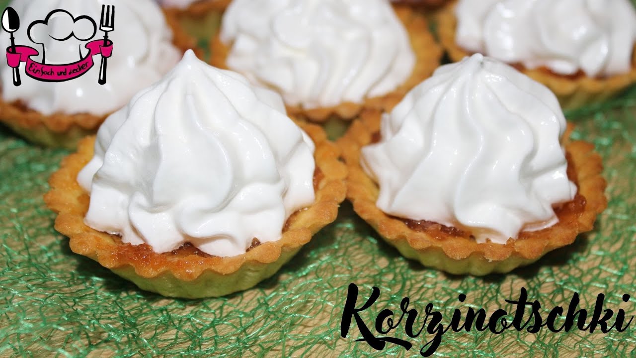 Mürbeteig-Körbchen mit Eiweißcreme Thermomix -Термомикс Песочные корзинки с белково-заварным кремом