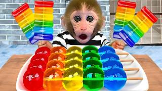Bebé Mono KaKa crea Colorful Jelly con la Vending Machine en la prisión de papel gigante