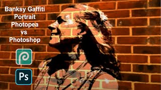 Banksy Graffiti Portrait in Photopea vs Photoshop screenshot 4