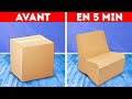 MEUBLES DIY BON MARCHÉ EN CARTON ET CRÉATIONS DE DÉCORS POUR LA MAISON