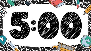 ⏰ 📓 5 MINUTE TIMER | Composition Book | Upbeat Music | Five Minute Countdown