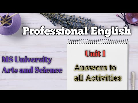 Professional English MS University // Unit 1 Answer to all Activities// Quest 4 Literature