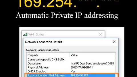Autoconfiguration IPv4 Address 169.254.55.152 'Automatic Private IP Addressing (APIPA)' Windows 10
