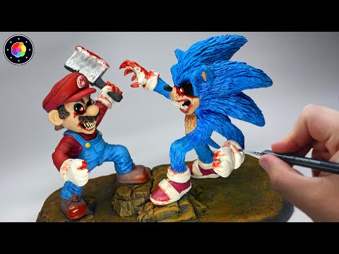 SONIC.EXE vs MARIO.EXE with Clay Who's gonna win? | PlastiVerse