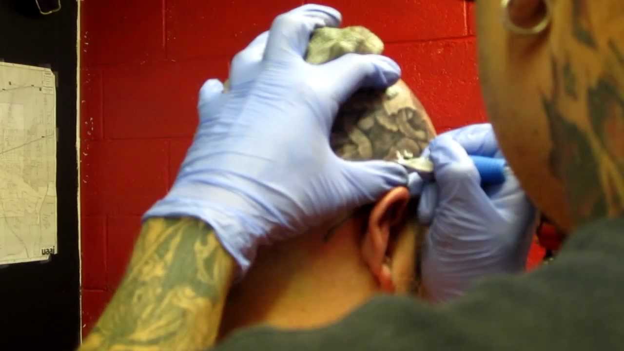 Jay carver tattooing E's Head(Maggot Head) YouTube