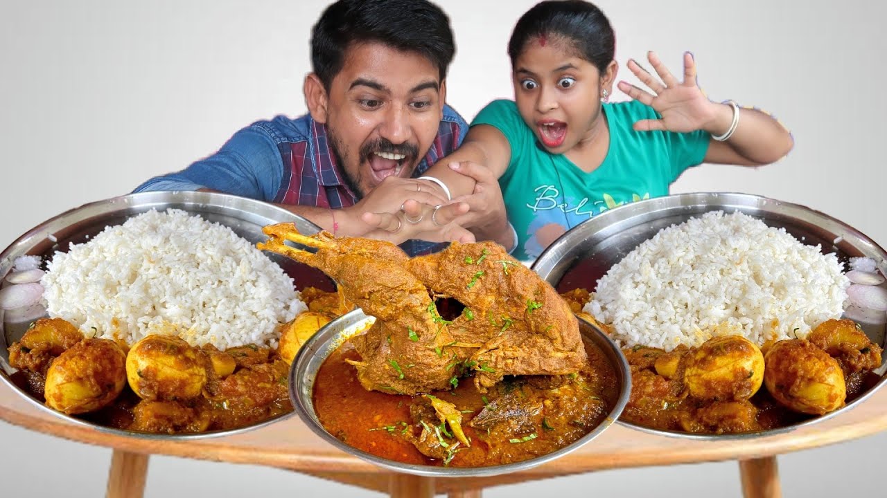 Full Chicken+Egg Masala Curry+Rice Eating Show In Bengali