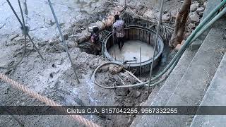 making concrete ring in the pond