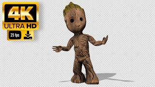 Walking Groot Green Screen  - Footage 4K