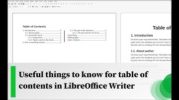 Useful things to know for table of contents in LibreOffice Writer