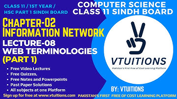Web Terminologies (Part 1) | Chapter 2 Information Network | Computer Science Class 11 Sindh Board