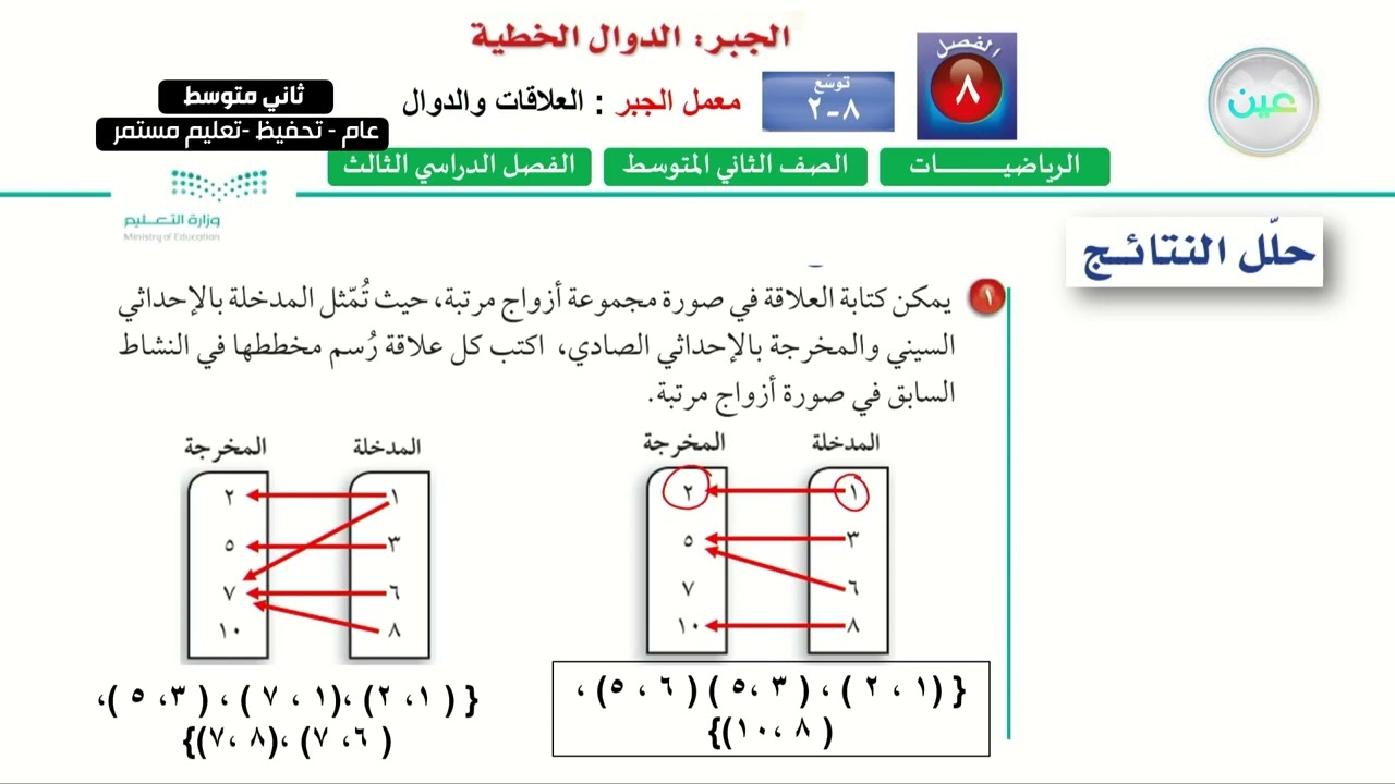 توسع العلاقات والدوال - الرياضيات - ثاني متوسط