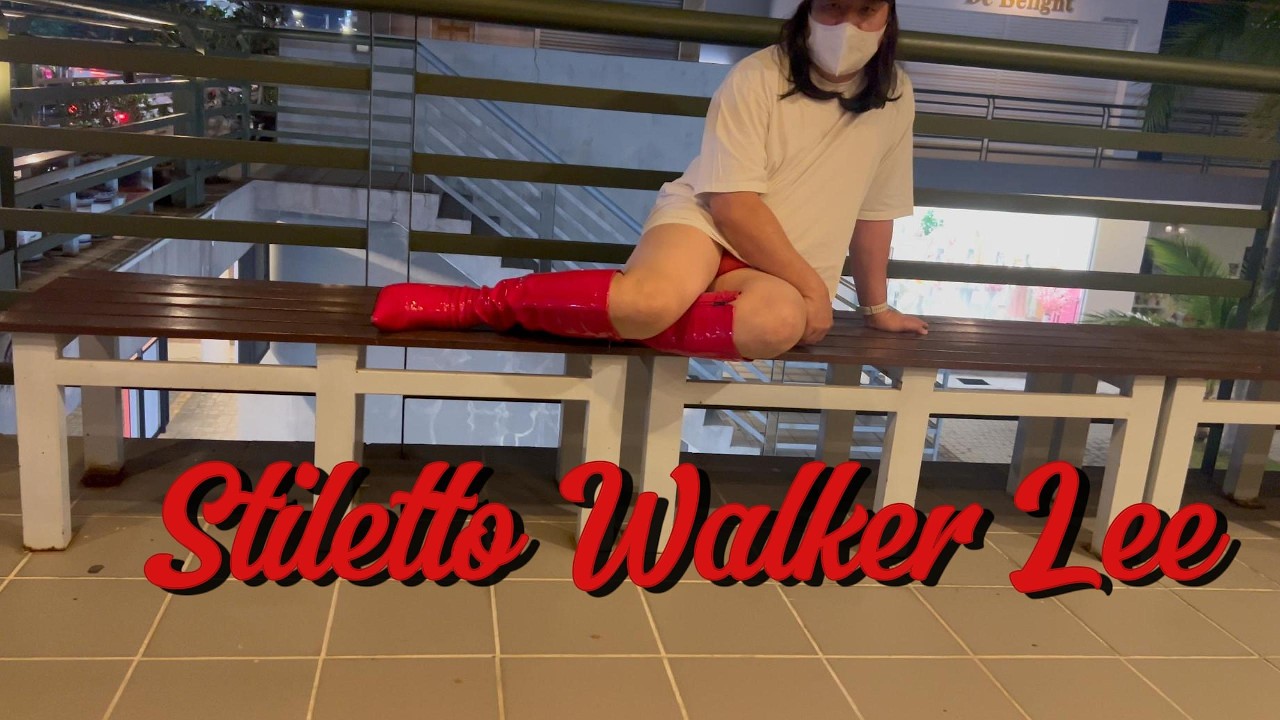 Pantless Walk with Red Stiletto #bootsnleathers #panties #tiktokviral #kneehighboots #fashion