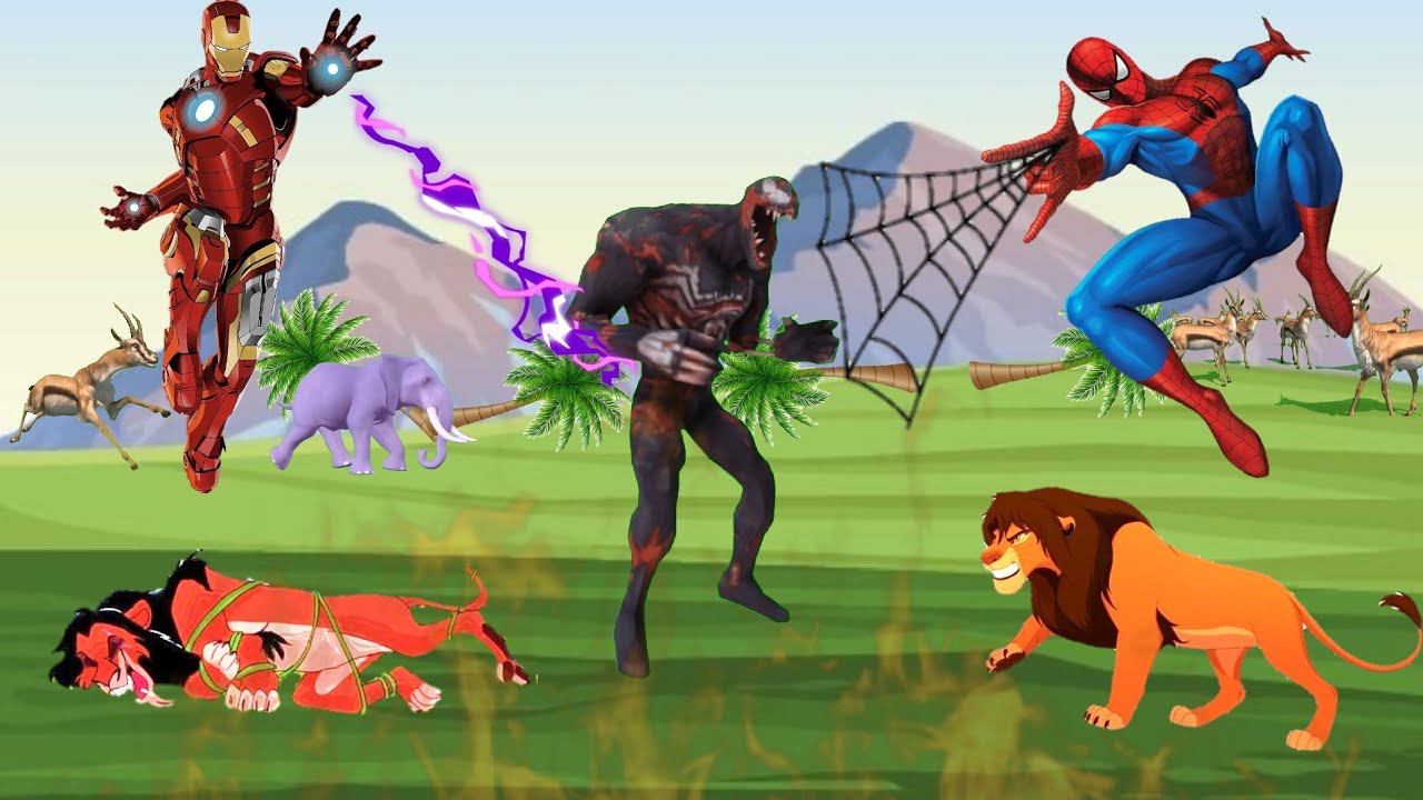 سيمبا وسبايدرمان وآيرون مان في مغامرة ملحمية لإنقاذ الملكة|كرتون الأسد سيمبا ملك الغابة|حكايات ديدا