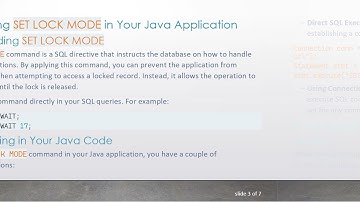 How to SET LOCK MODE in Your Java Application to Handle Database Record Locks