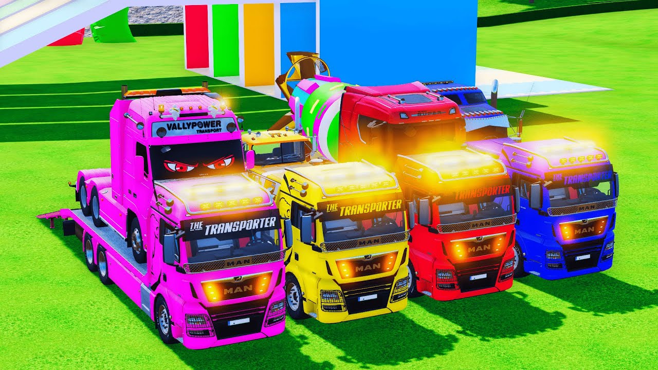 Garage with Colors TRANSPORTING POLICE CARS, MAN TRUCK, MIXER TRUCK & COLORFUL CARS FS22 #13