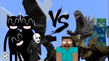 GASTER vs HEROBRINE V2, CURSED DRAGON vs GODZILLA and SKULLCRAWLER and more! MCPE Mob Battles!