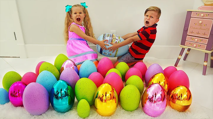 Diana and Roma pretend play Easter Surprise Eggs H...