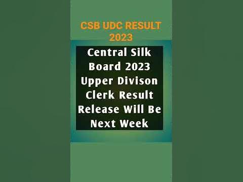 CSB UDC Result 2023 - YouTube