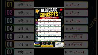 Algebra Important Formula Sheet 🔥 | Maths Formula Tricks | #maths #mathstricks #algebra #shorts #scc
