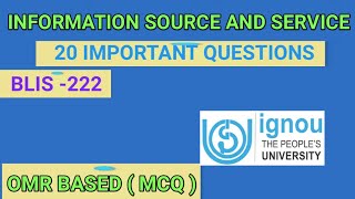BLIS -222 ( MCQ ) PART -3 INFORMATION SOURCES AND SERVICES