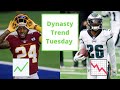 Is Antonio Gibson ranked HIGHER than Miles Sanders in Dynasty?? -Dynasty Trends Tuesday Ep. 3-