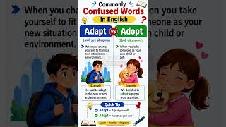 Adapt vs Adopt 🔥 | Commonly Confused Words in English #Shorts