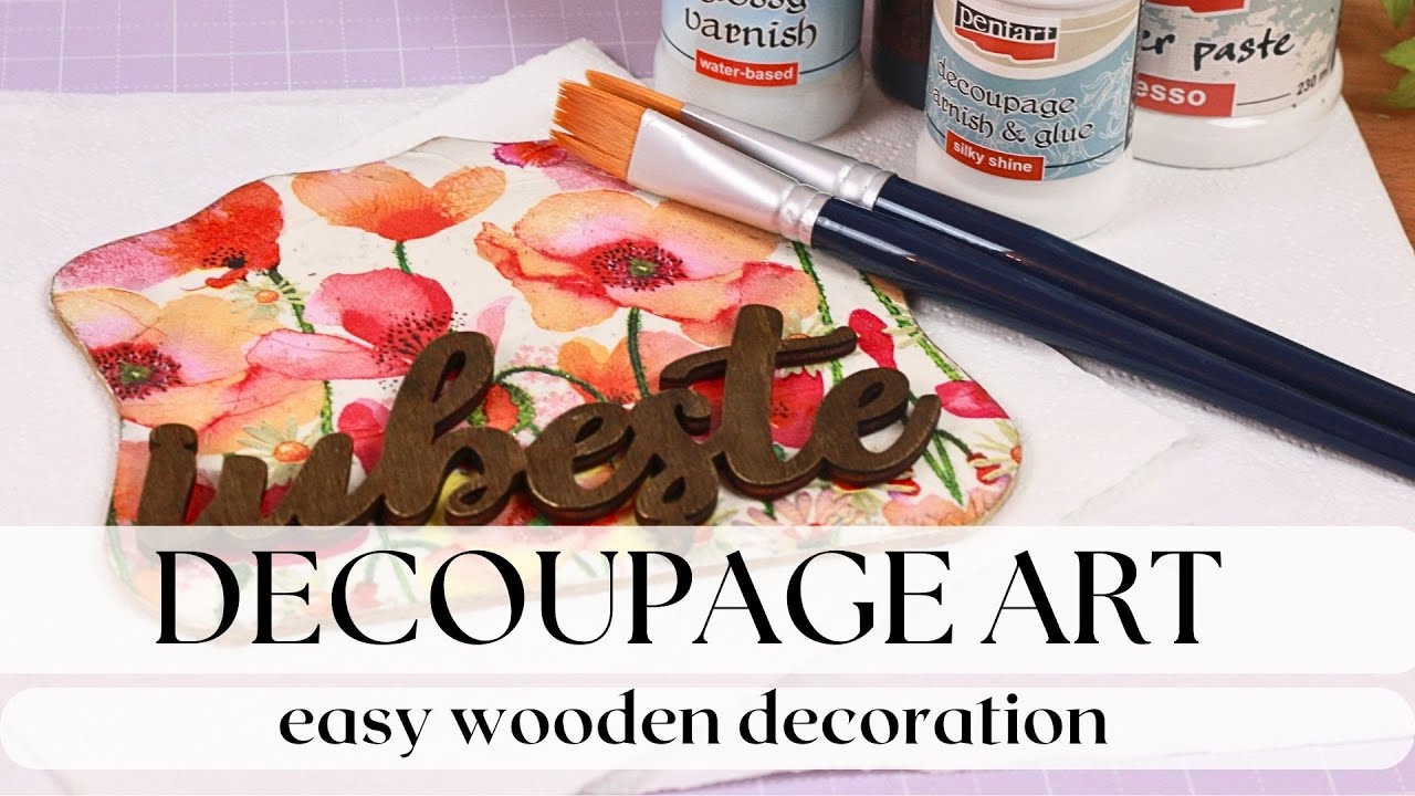 Napkin decoupage on wood - easy project