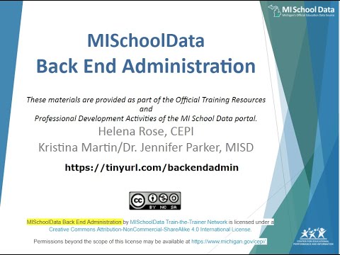 MISchoolData Back End Administration 8-25-2020