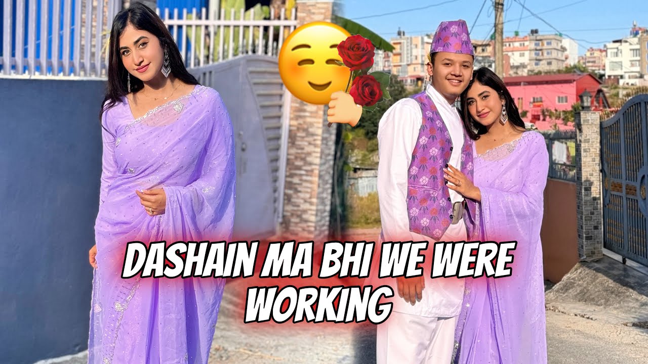 Aayoush na aj dashain ma phena nepali cultural dress 💜🌾 || 