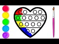 How to drawing pop it heart for kids