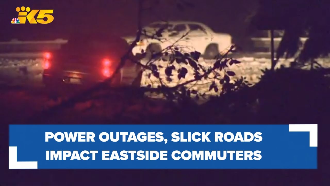 Power outages, slick roads impacting Eastside commuters - YouTube