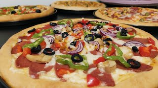 طريقة تحضير البيتزا ?بعجينة قطنية مع ألذ صلصة طماطم?? تنافس المطاعم Pizza ? FHD ?