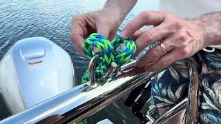 How to attach a tow rope to an Avalon pontoon boat ski tow bar