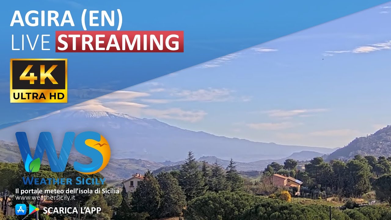 🔴 Agira live webcam - Panoramica Paese/Etna