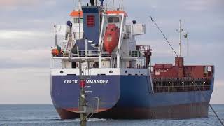 General cargo ship CELTIC COMMANDER 106 x 14m leaving Mornington 3 June 2024.