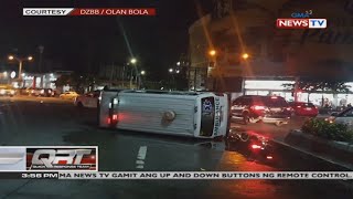 Qrt Ambulansya, Tumagilid Matapos Mabangga Umano Ng Taxi