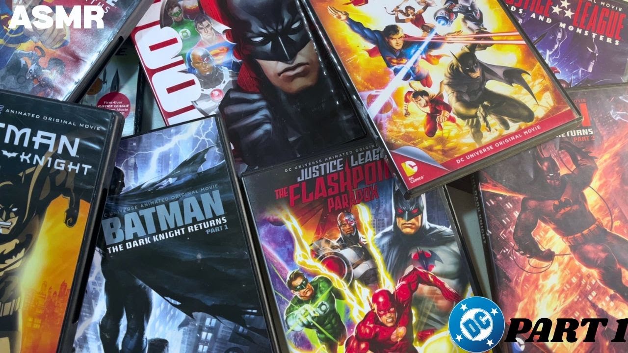 Коллекция анимационных фильмов DC на DVD в формате ASMR (Часть 1) | Бэтмен и Лига Справедливости ...