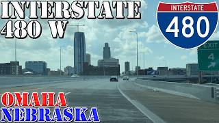 I-480 West - Omaha - Nebraska - 4K Highway Drive
