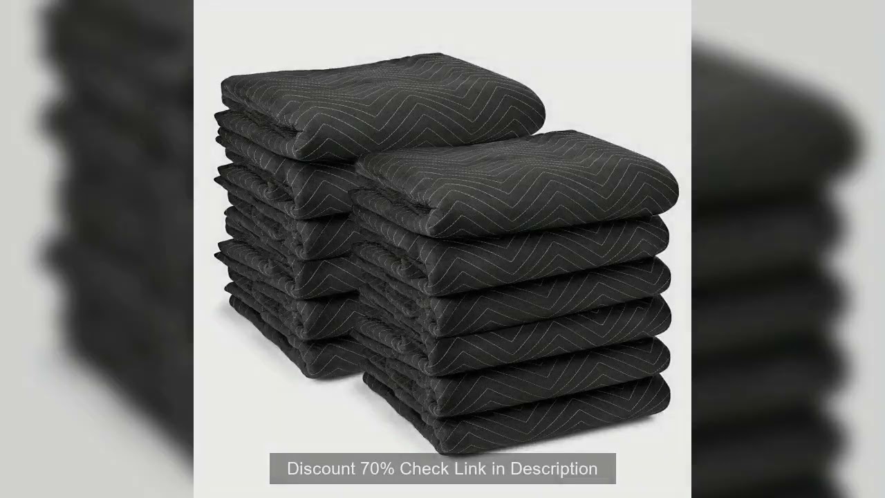 Moving Blankets 80" x 72" Pro Economy - 12 Pack - Black Shipping Furniture Pads
