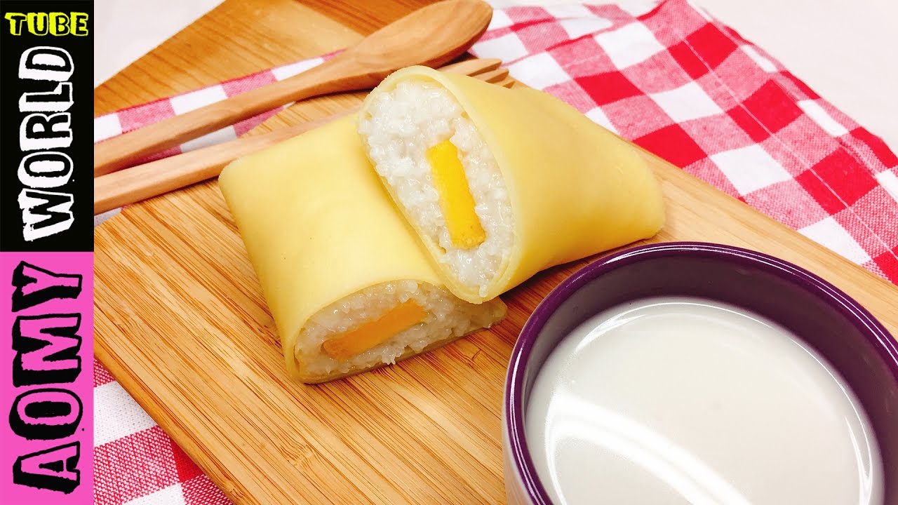 Sticky Crepe Sweet Sticky Rice Crepe Rolls with Mango | Thai Dessert | French Crepe ...
